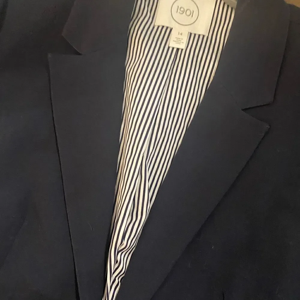 NWOT 1901 Navy Stretch Blazer Sz 14